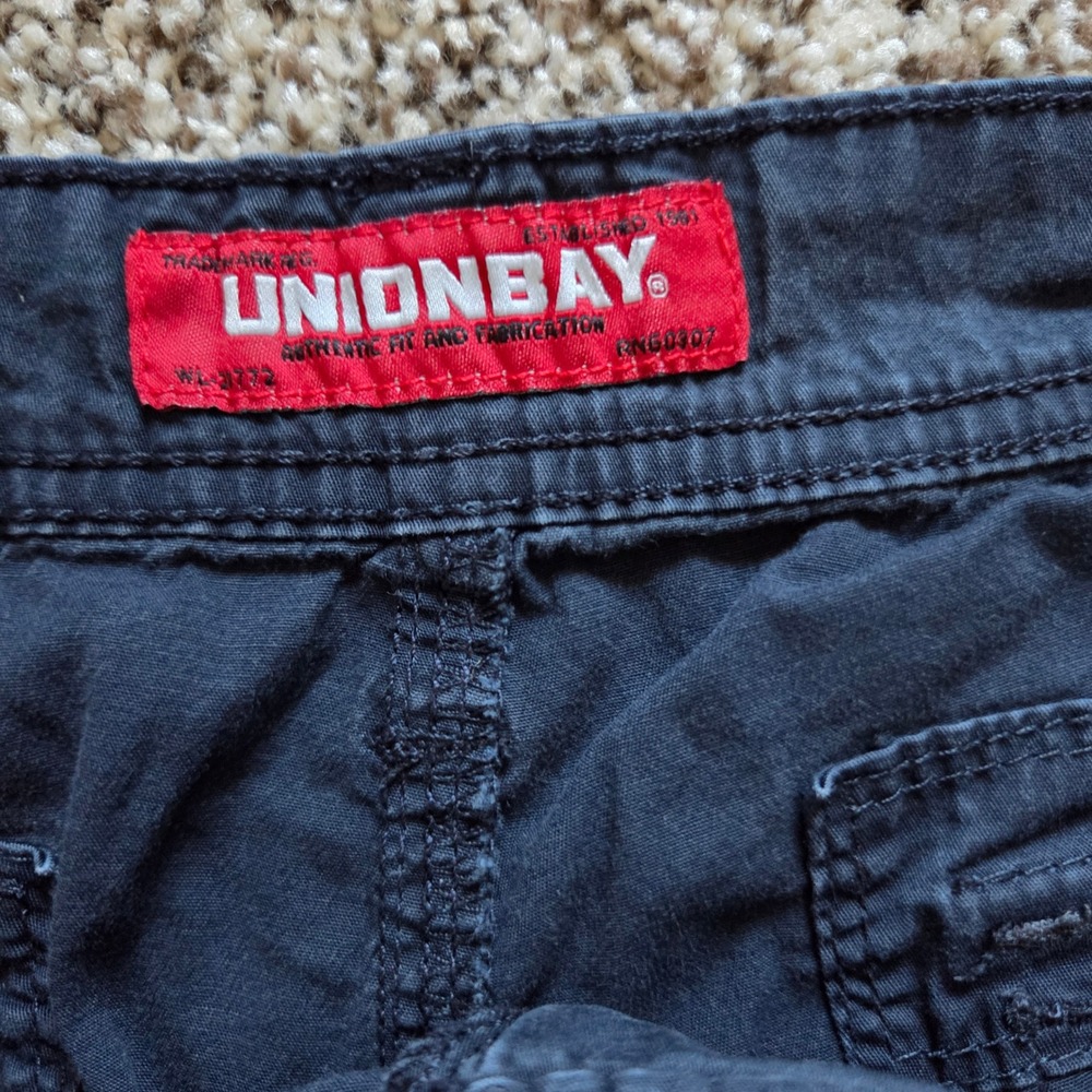 Union Bay Mens Navy Blue Cargo Shorts Size 38 Cotton Stretch Utility Outdoor - Picture 3 of 5